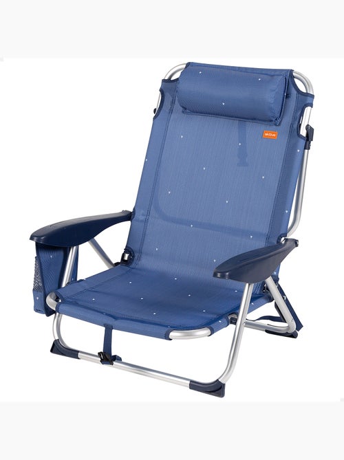 Silla de playa y tumbona baja antivuelco 4 posiciones c/cojín y bolsillo aktive - Kiabi