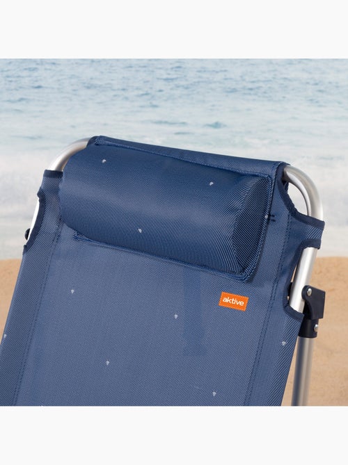 Silla de playa y tumbona baja antivuelco 4 posiciones c/cojín y bolsillo aktive - Kiabi