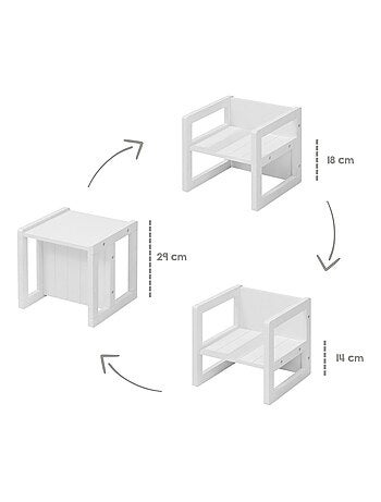 Silla infantil de madera convertible en taburete - 3 alturas de asiento 'Roba'