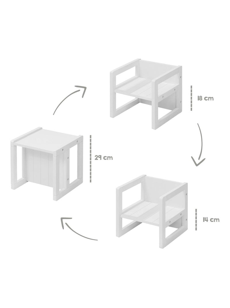 Silla infantil de madera convertible en taburete - 3 alturas de asiento 'Roba' Blanco - Kiabi