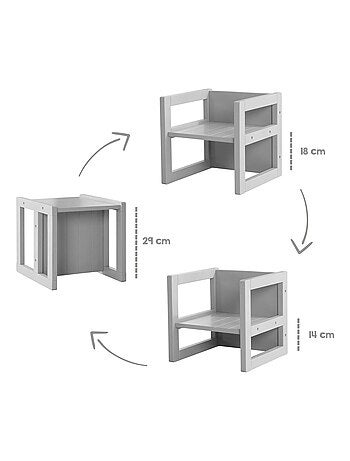 Silla infantil de madera convertible en taburete - 3 alturas de asiento 'Roba'