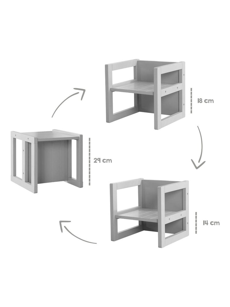 Silla infantil de madera convertible en taburete - 3 alturas de asiento 'Roba' Gris - Kiabi