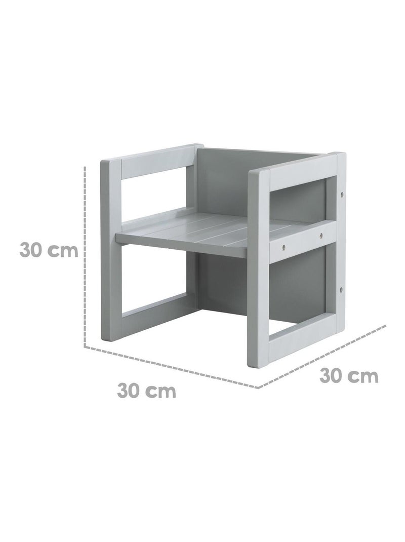 Silla infantil de madera convertible en taburete - 3 alturas de asiento 'Roba' Gris - Kiabi