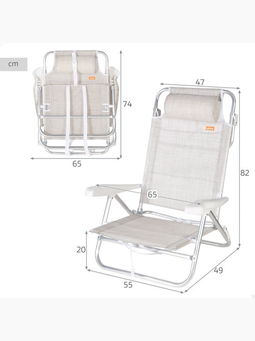 Silla playa baja multiposición 47x49x82 cm aktive - Kiabi
