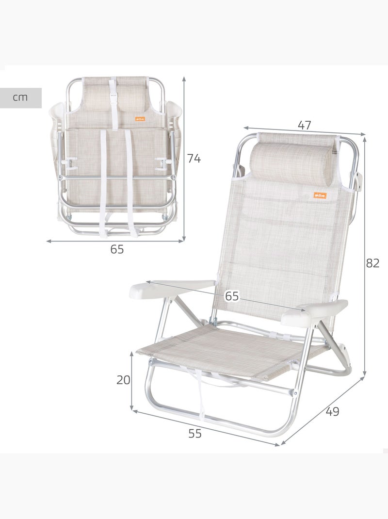 Silla playa baja multiposición 47x49x82 cm aktive Beige - Kiabi