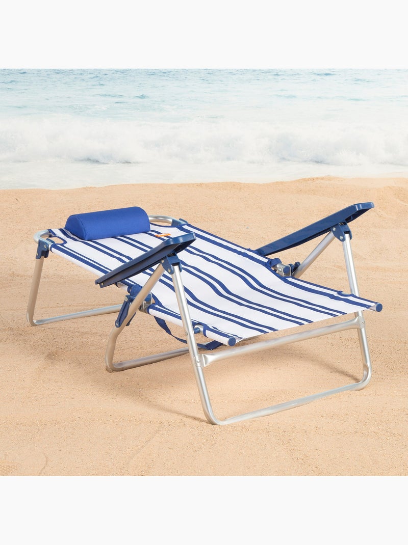 Silla playa baja multiposición 48x45x83 cm aktive Azul Blanco - Kiabi