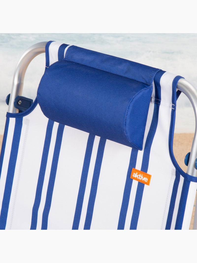 Silla playa baja multiposición 48x45x83 cm aktive Azul Blanco - Kiabi