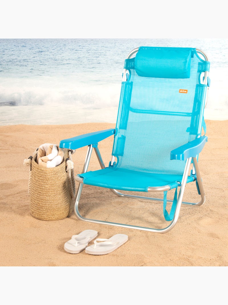 Silla playa baja multiposición 48x46x84 cm aktive Azul - Kiabi