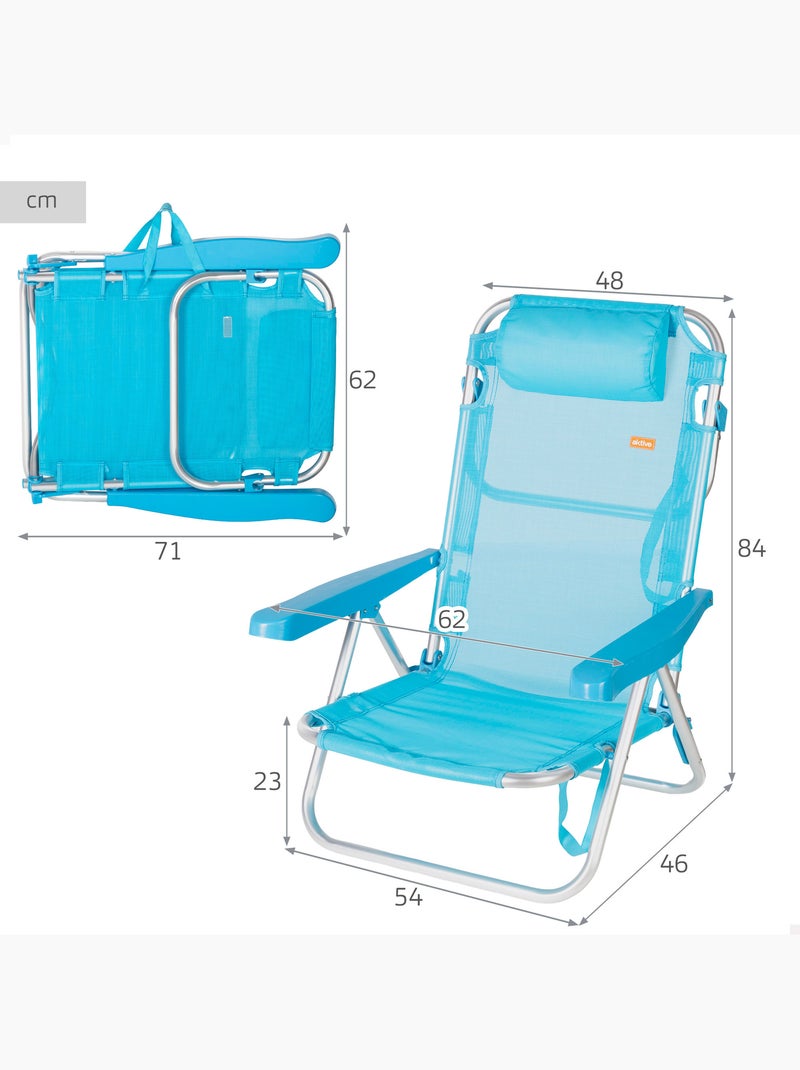 Silla playa baja multiposición 48x46x84 cm aktive Azul - Kiabi