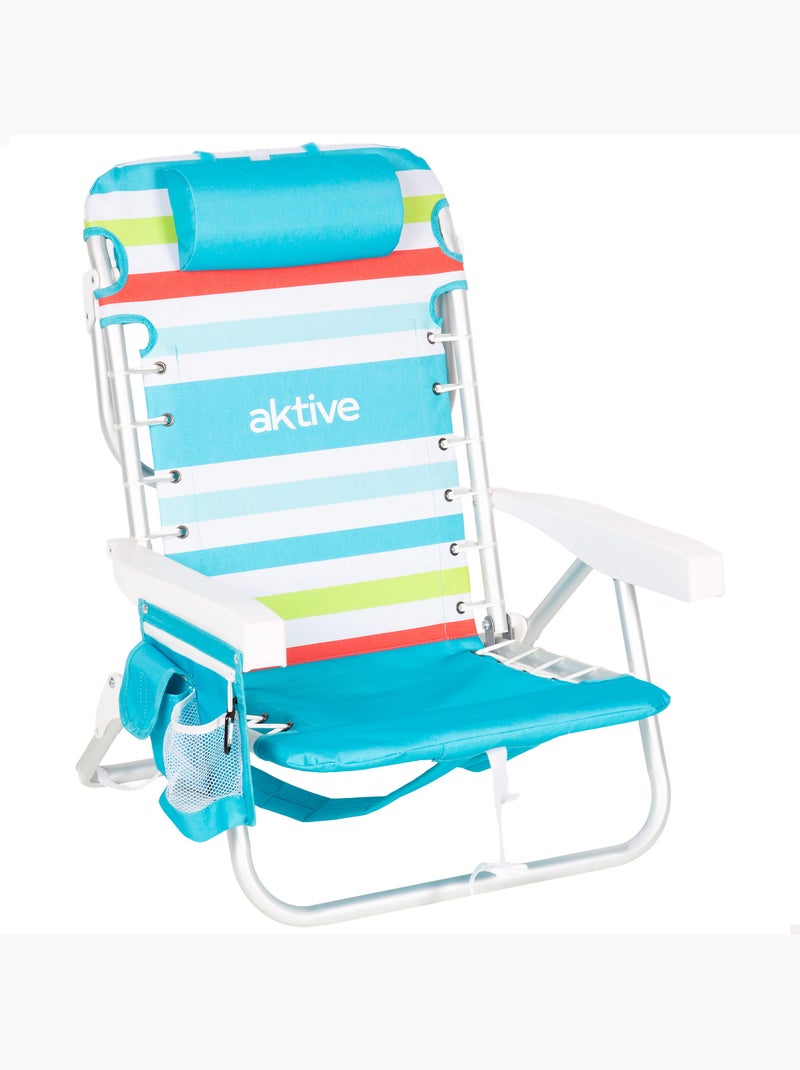Silla playa baja multiposición 50x53x77 cm con nevera y bolsillos aktive Multicolor - Kiabi