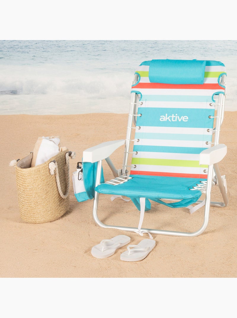 Silla playa baja multiposición 50x53x77 cm con nevera y bolsillos aktive Multicolor - Kiabi