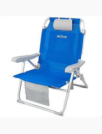 Silla playa mochila 55x66x86 cm 110 kg c/ cojín, bolsa y bolsillo aktive