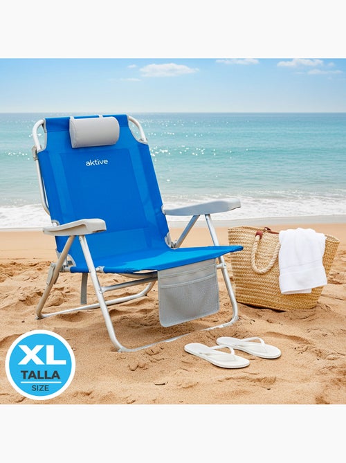 Silla playa mochila 55x66x86 cm 110 kg c/ cojín, bolsa y bolsillo aktive - Kiabi