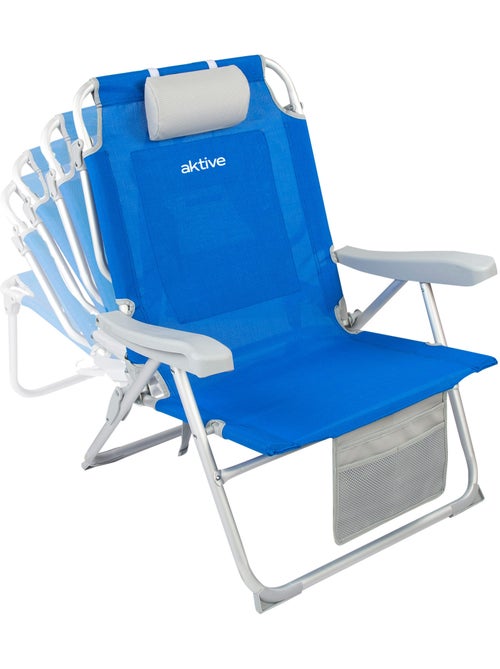 Silla playa mochila 55x66x86 cm 110 kg c/ cojín, bolsa y bolsillo aktive - Kiabi