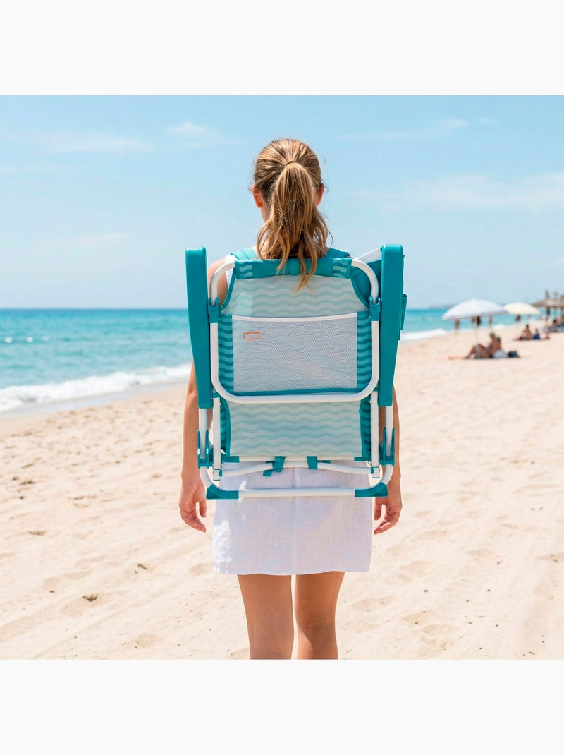 Silla playa multiposición 48x58x76 cm con bolsillos aktive Turquesa - Kiabi