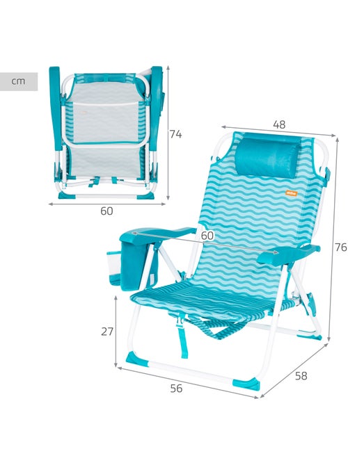 Silla playa multiposición 48x58x76 cm con bolsillos aktive - Kiabi