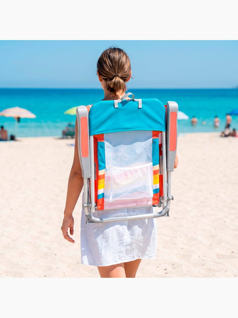 Silla playa multiposición 50x60x85 cm con bolsillos aktive Multicolor - Kiabi