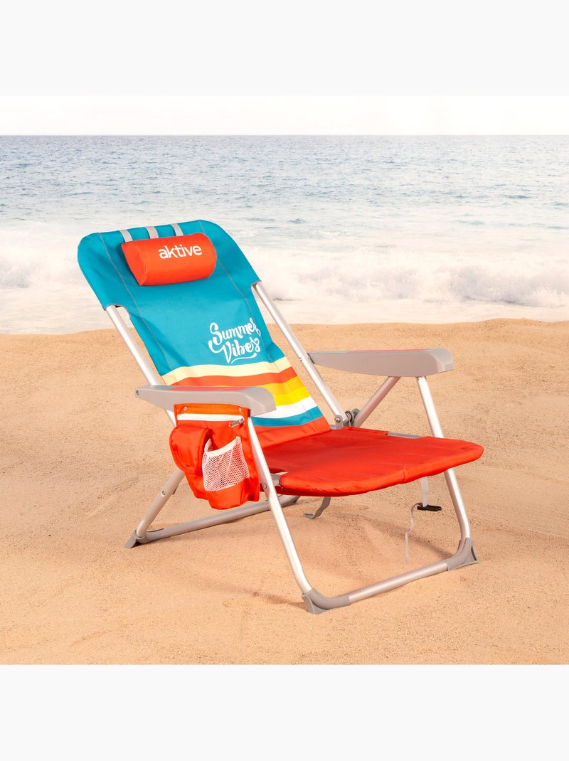 Silla playa multiposición 50x60x85 cm con bolsillos aktive Multicolor - Kiabi