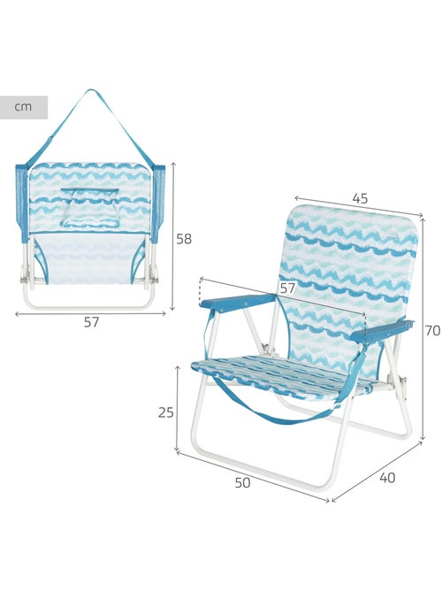 Silla playa plegable 45x40x70 cm con bolsillo trasero aktive - Kiabi
