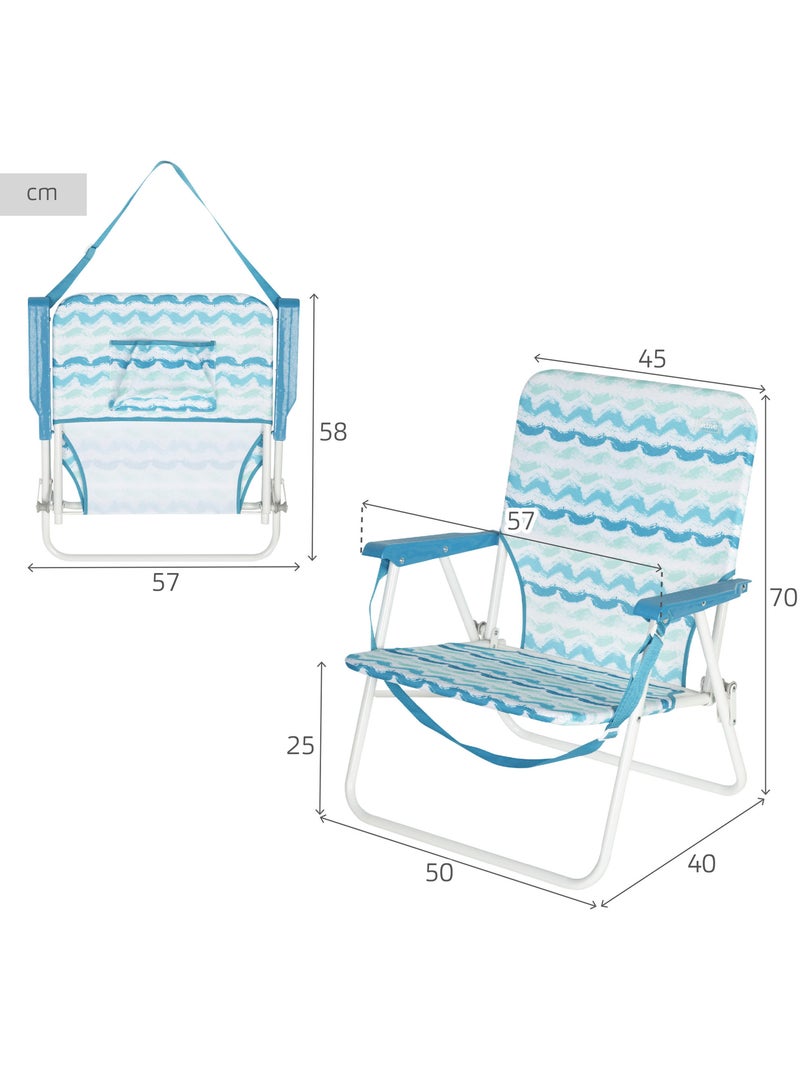 Silla playa plegable 45x40x70 cm con bolsillo trasero aktive Azul - Kiabi