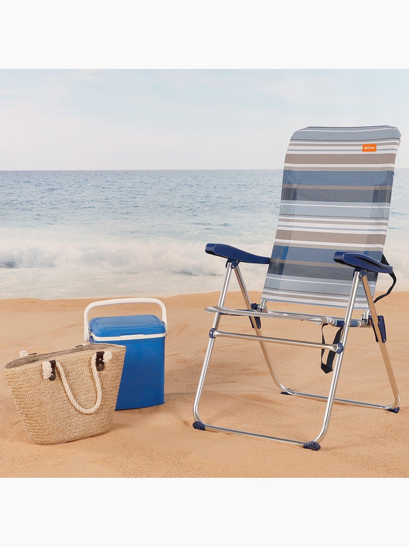Silla playa plegable alta 5 posiciones aktive Azul - Kiabi