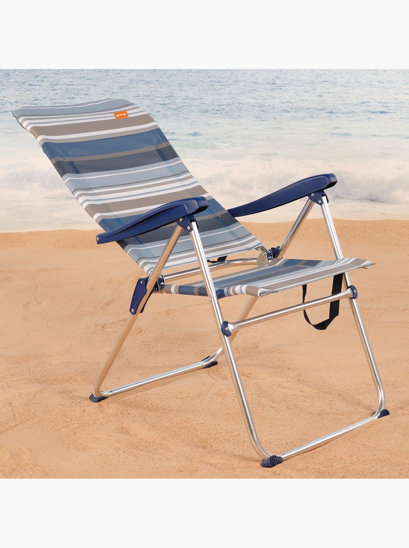 Silla playa plegable alta 5 posiciones aktive Azul - Kiabi