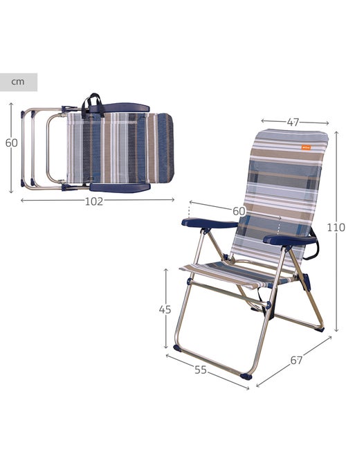 Silla playa plegable alta 5 posiciones aktive - Kiabi