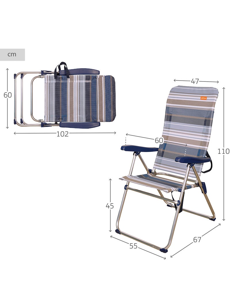 Silla playa plegable alta 5 posiciones aktive Azul - Kiabi