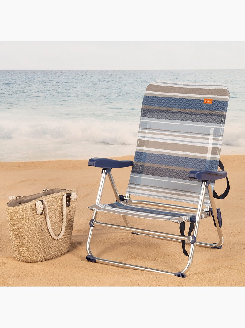 Silla playa plegable baja 5 posiciones aktive Azul - Kiabi