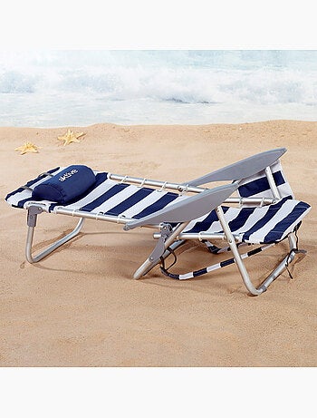 Silla playa plegable baja mochila 4 posiciones c/cojín y bolsillo aktive