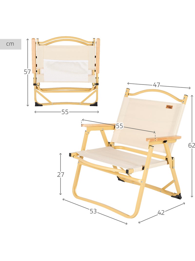 Silla plegable baja glamping aluminio con bolsillo aktive Crema - Kiabi