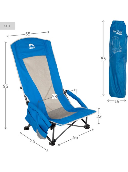 Silla plegable baja y transpirable con bolsillo y posavasos aktive - Kiabi
