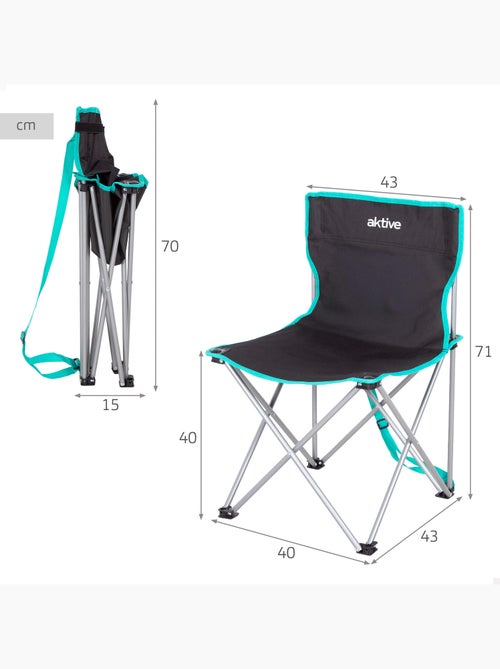 Silla plegable camping 43x43x71 cm con asa transporte aktive - Kiabi