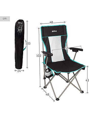 Silla plegable camping 48x48x102 cm con respaldo de rejilla aktive