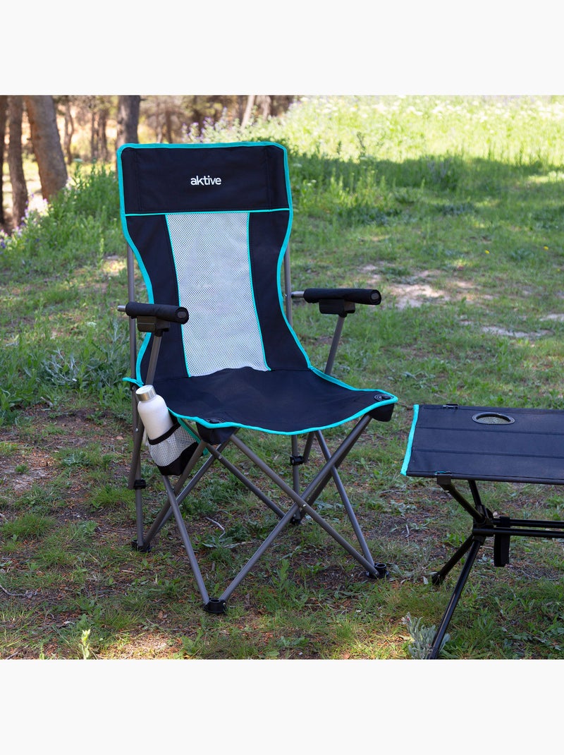 Silla plegable camping 48x48x102 cm con respaldo de rejilla aktive Negro - Kiabi