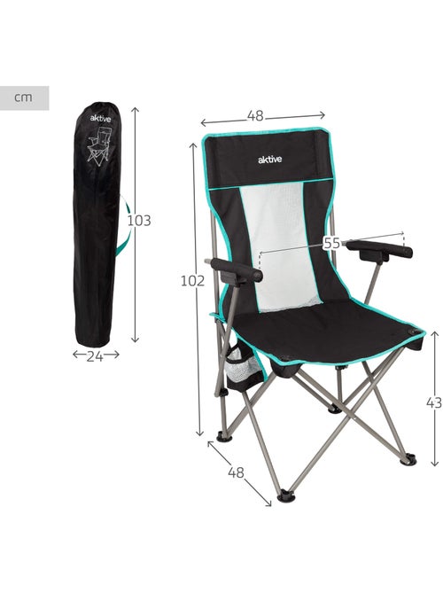 Silla plegable camping 48x48x102 cm con respaldo de rejilla aktive - Kiabi