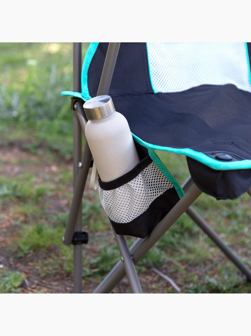 Silla plegable camping 48x48x102 cm con respaldo de rejilla aktive Negro - Kiabi