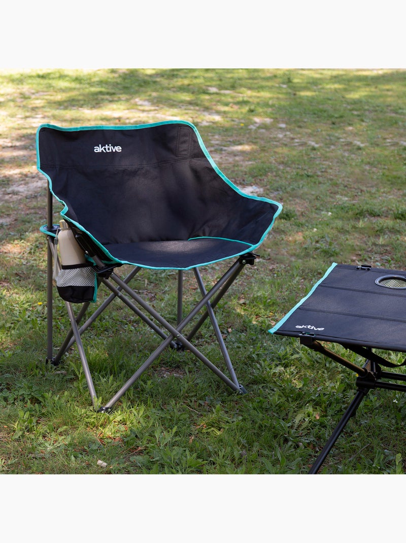 Silla plegable camping 50x47x74 cm con posavasos aktive Negro - Kiabi