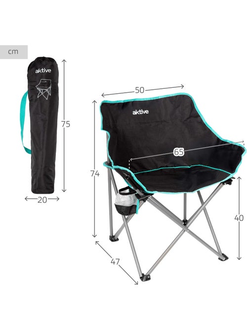 Silla plegable camping 50x47x74 cm con posavasos aktive - Kiabi