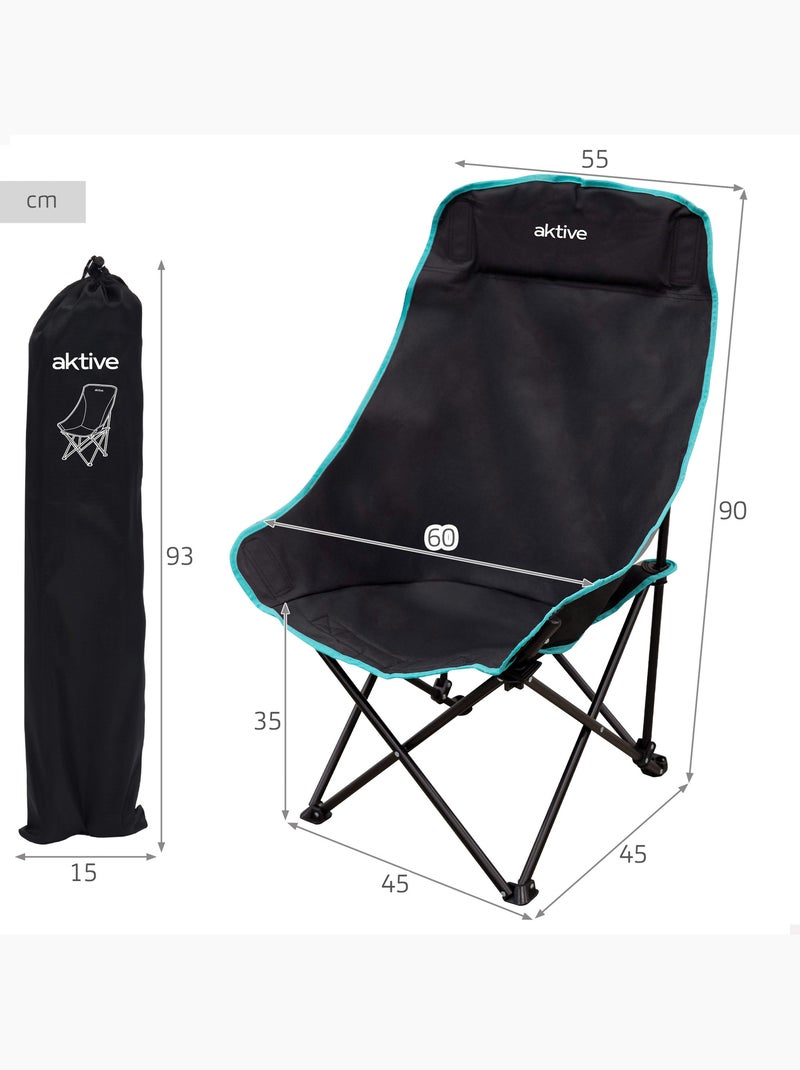 Silla plegable camping 55x45x90 cm con bolsa transporte aktive Negro - Kiabi