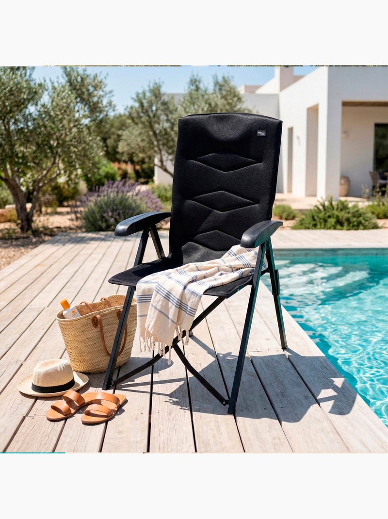 Silla plegable camping acolchada y reclinable 5 posiciones aktive Negro - Kiabi