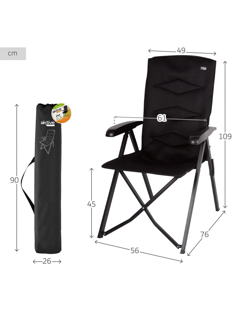 Silla plegable camping acolchada y reclinable 5 posiciones aktive Negro - Kiabi
