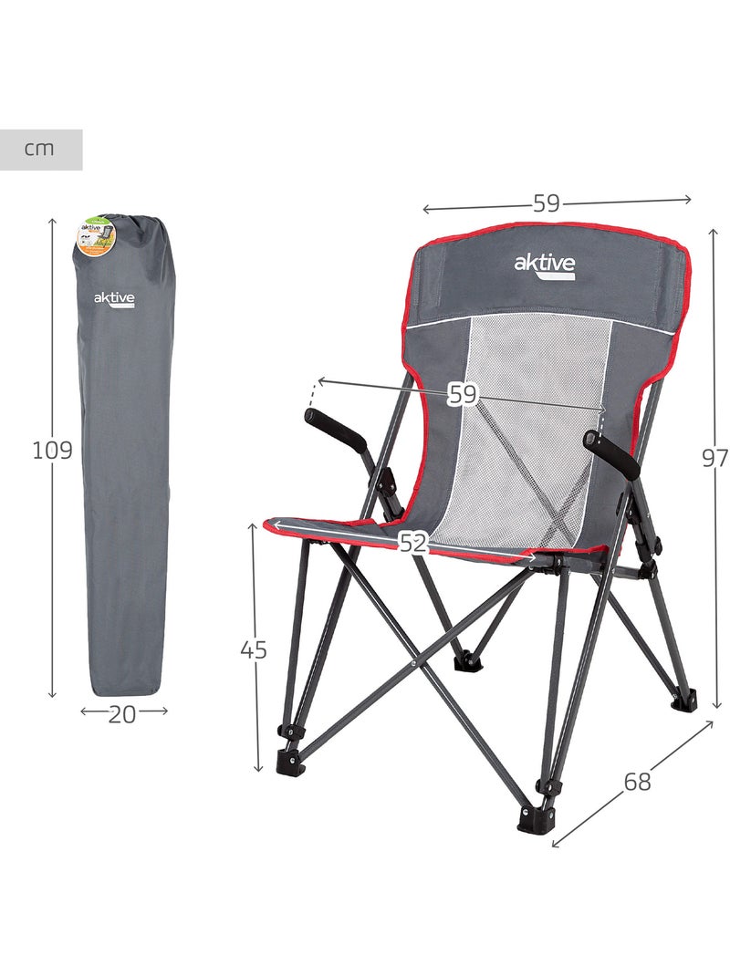 Silla plegable camping antivuelco con reposabrazos removibles aktive Gris - Kiabi