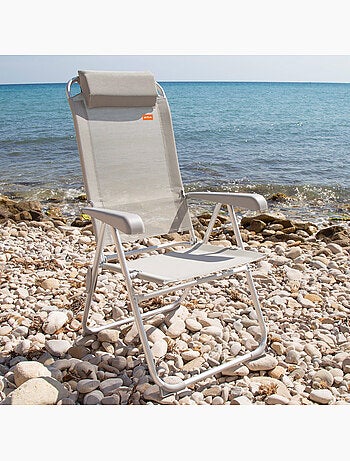 Silla plegable camping antivuelco y multiposición con cojín aktive