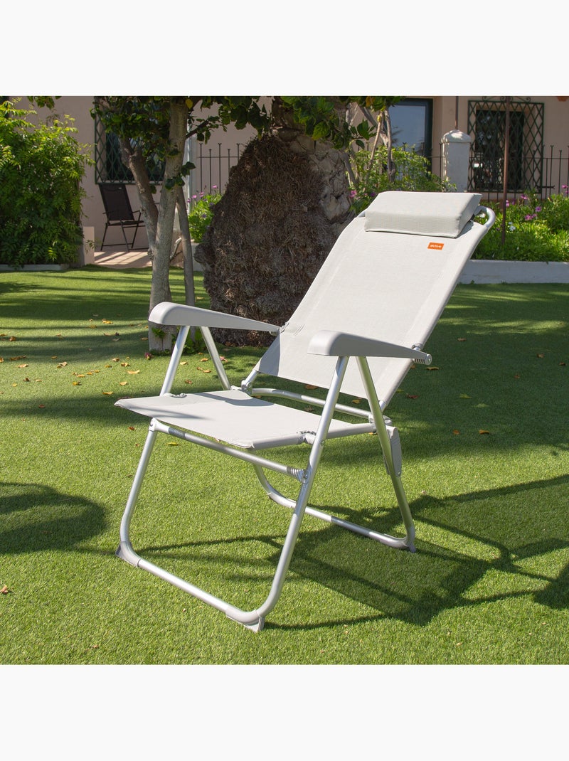 Silla plegable camping antivuelco y multiposición con cojín aktive Gris - Kiabi