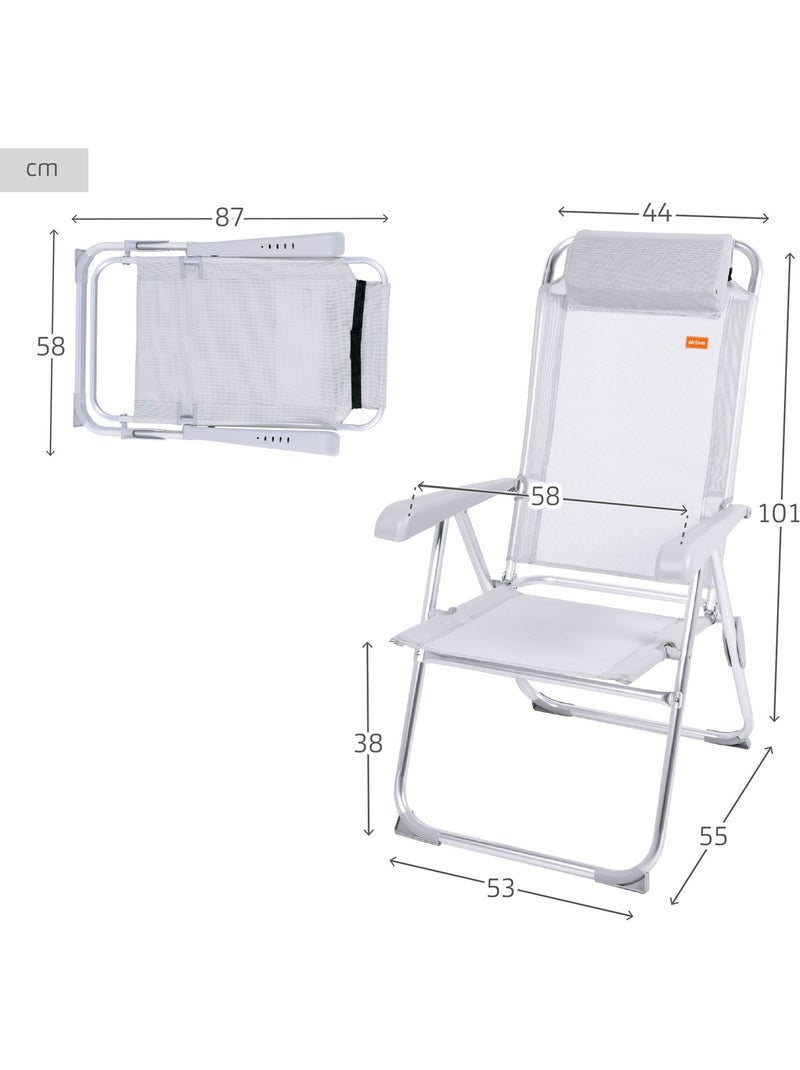 Silla plegable camping antivuelco y multiposición con cojín aktive Gris - Kiabi