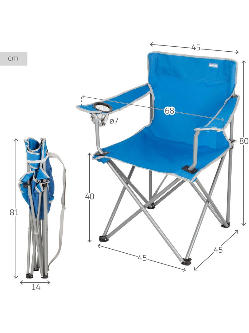 Silla plegable camping con portavasos aktive Azul - Kiabi