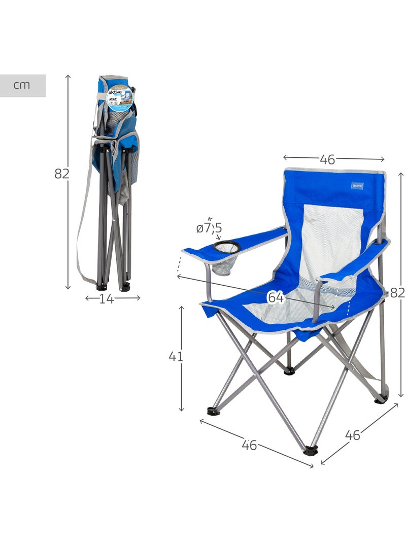 Silla plegable camping con posavasos y respaldo transpirable aktive Azul - Kiabi
