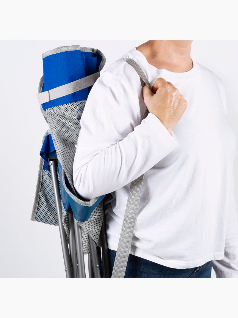 Silla plegable camping con posavasos y respaldo transpirable aktive Azul - Kiabi