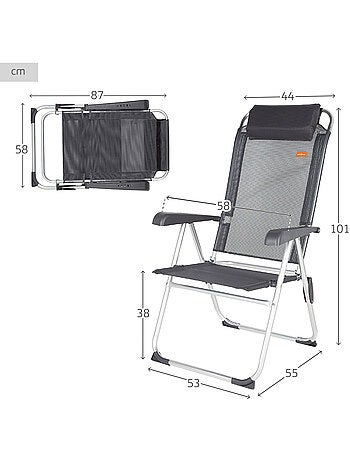 Silla plegable camping multiposición con cojín aktive